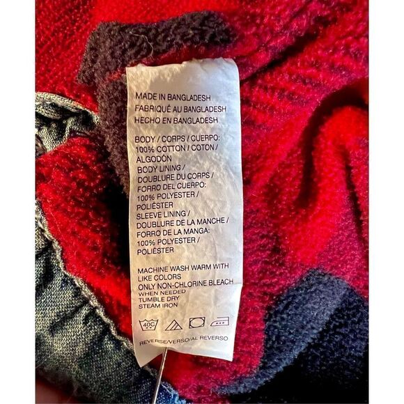 VTG GH BASS Mens Blue Jean Denim Button Down Long Sleeve Fleece Lined Jacket Lrg - Picture 8 of 13